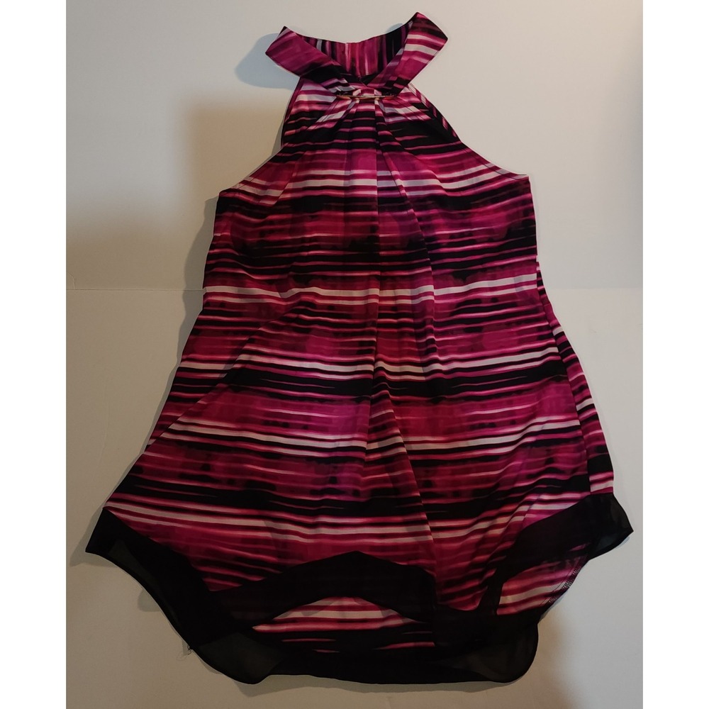 Worthington Women's Blouse Halter Neck Striped Flowy Tunic Boho Sexy Small